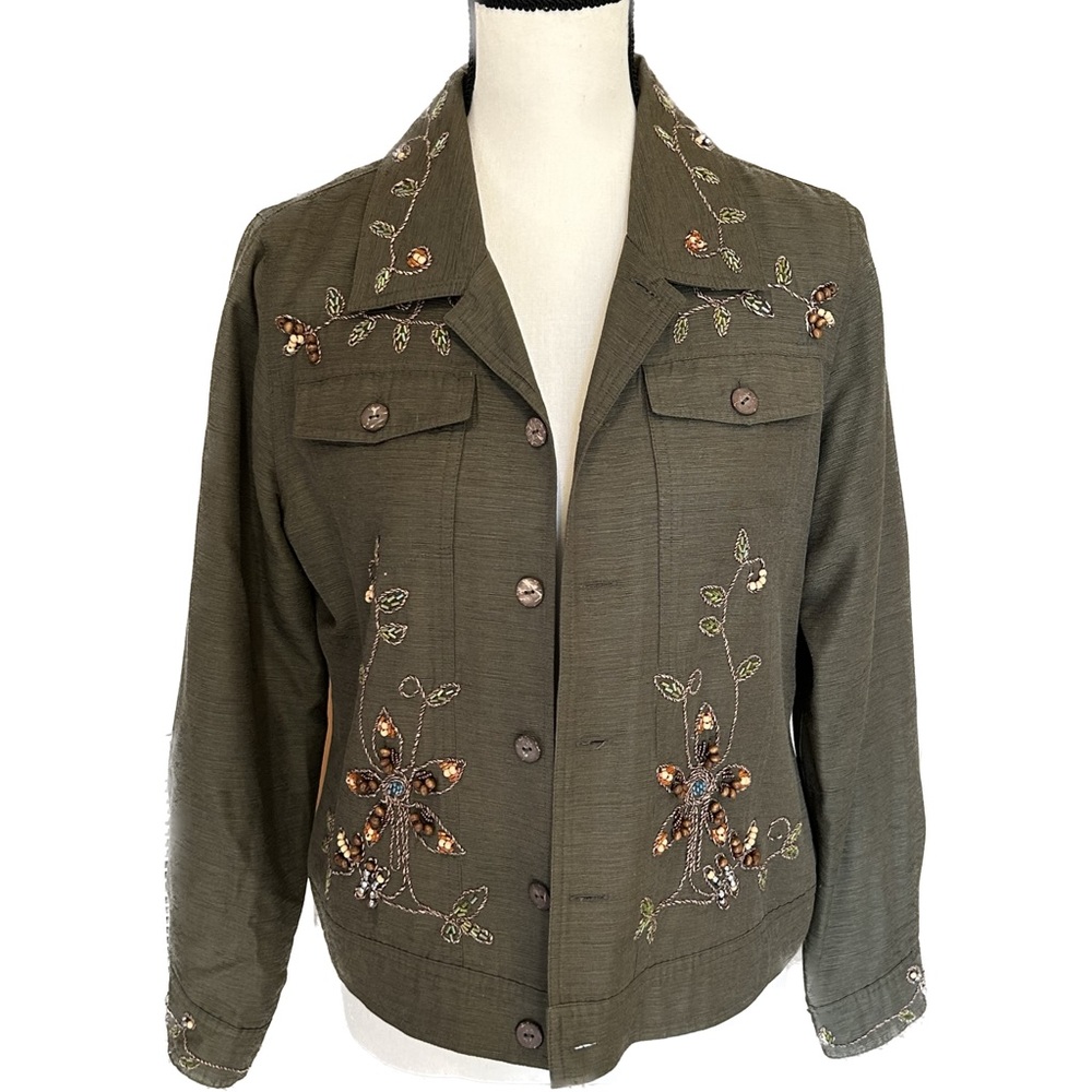 Carole Little Vintage Silk Embroidered  Blouson Jacket